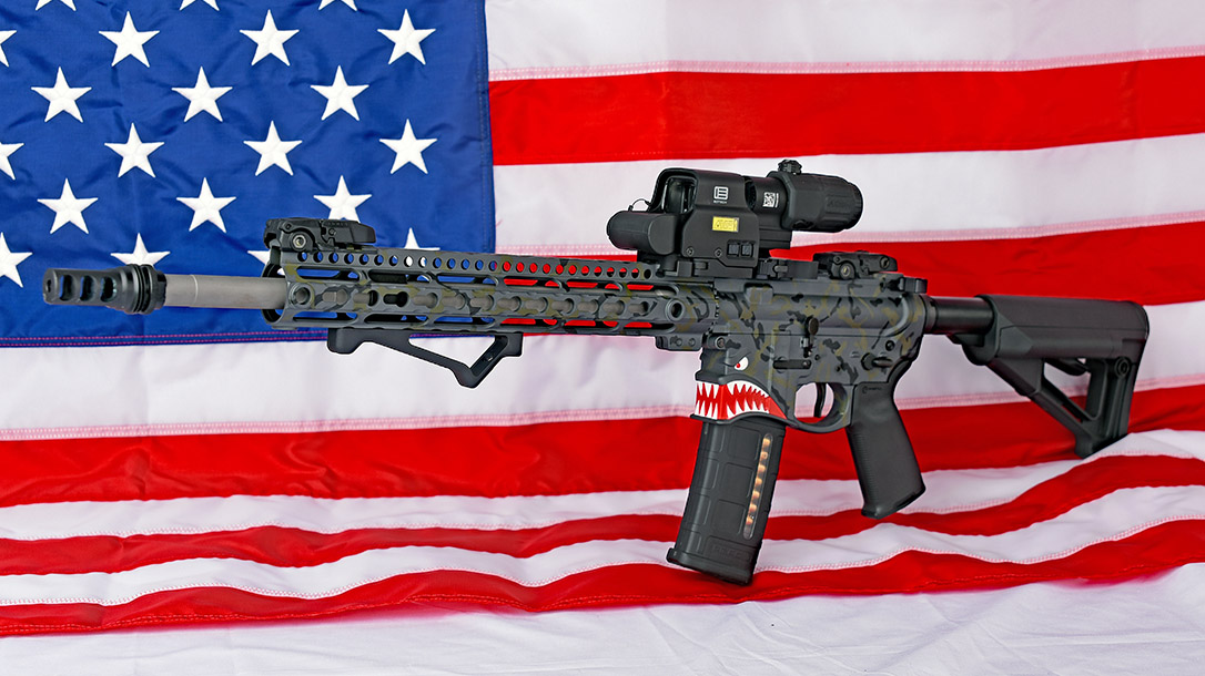 Custom AR-15 Build, Tommy Gun, American flag