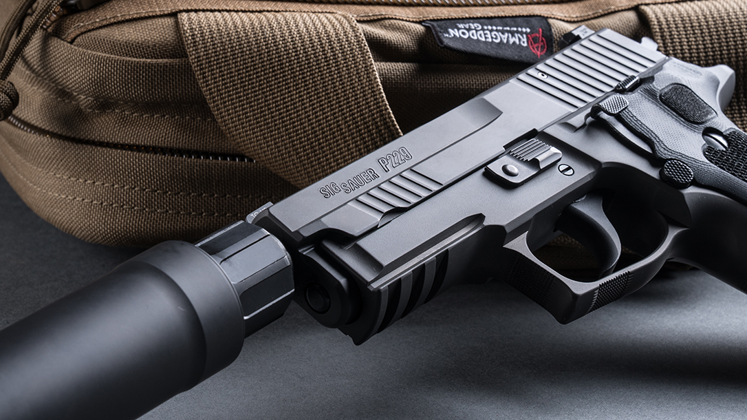 SIG P229 Legion Pistol, SRD9 Suppressor, pistol review, logo