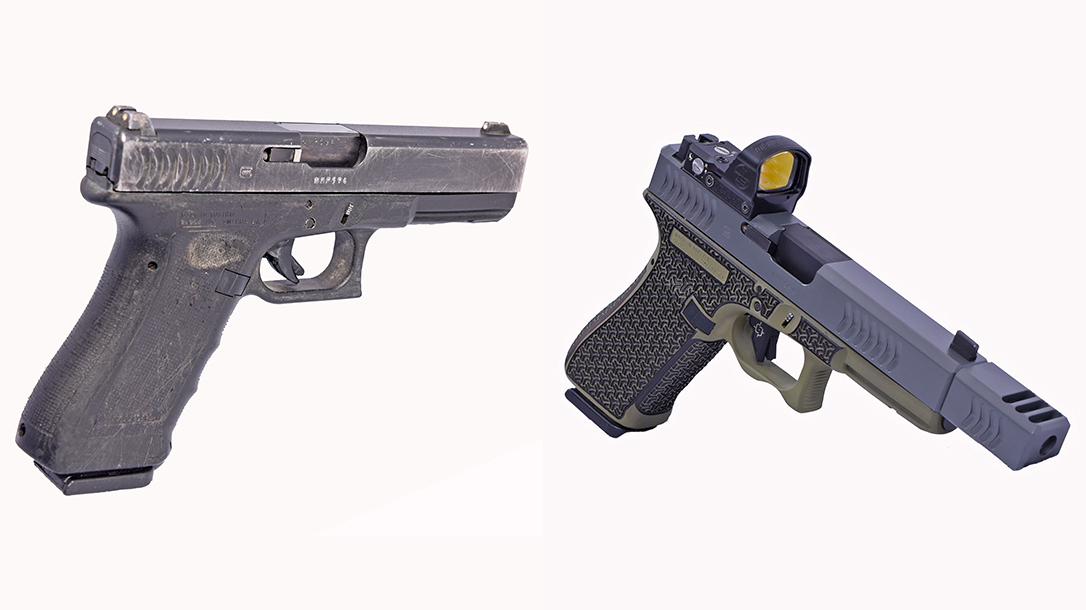 Glock 22 9mm conversion, Glock 22 RTF2 pistol, comparison