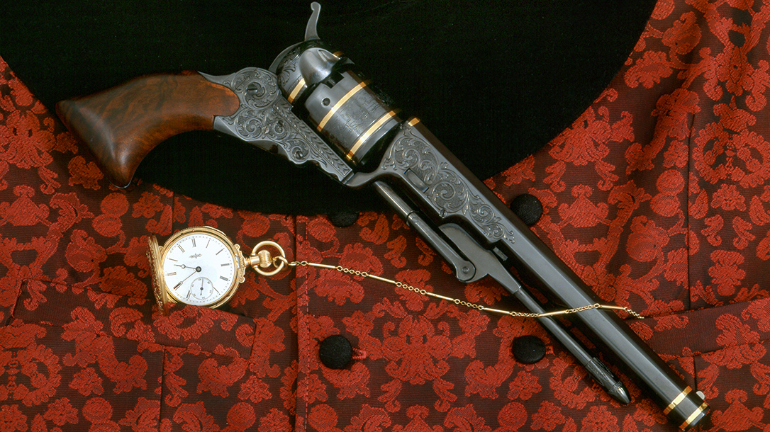 With gold-inlaid bands and Colt blued finish, this Colt Paterson sold for $4,500.