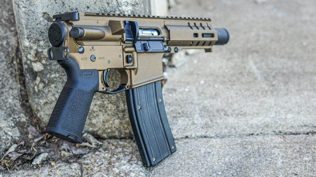 Replacing the need for a receiver extension and buffer assembly, the CMMG 22LR End Cap produces the shortest, most compact Banshee pistol to date.