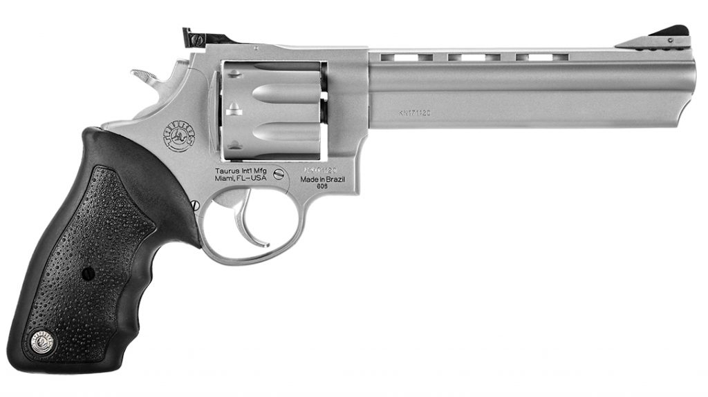 The Taurus Model 608 chambers .357/.38 and weighs 51 ounces. 