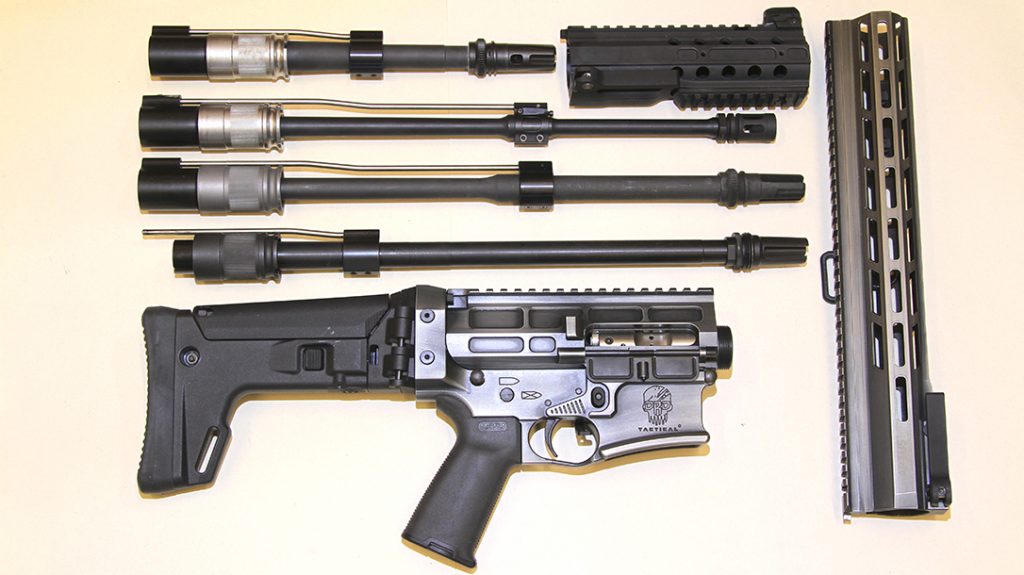 Like all DRD Tactical D-15 pattern rifles, the Aptus will accommodate a wide range of barrel lengths in .223, .300 Blackout and other calibers, as seen here.