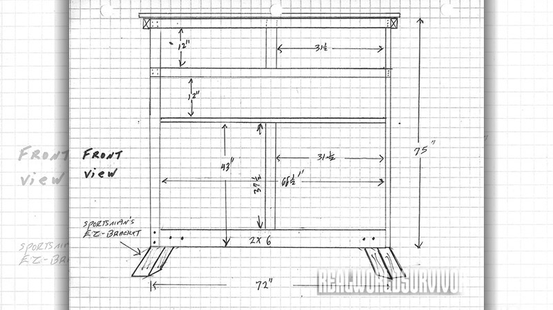 Front view blueprint of the box blind