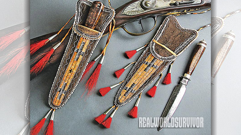Shawn Webster quilled neck sheaths for hand-crafted knives.