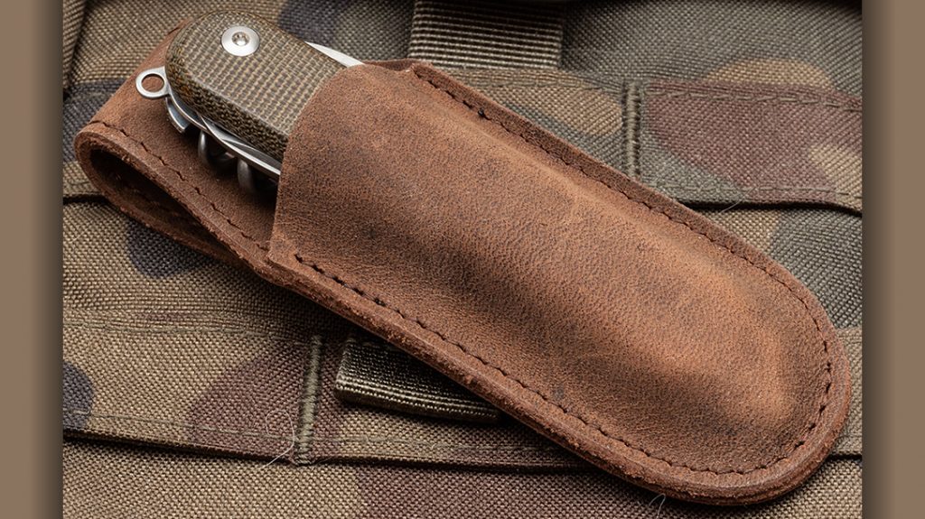 MKM Knives offers a supple leather pocket sheath that can be used to protect the Malga 6.