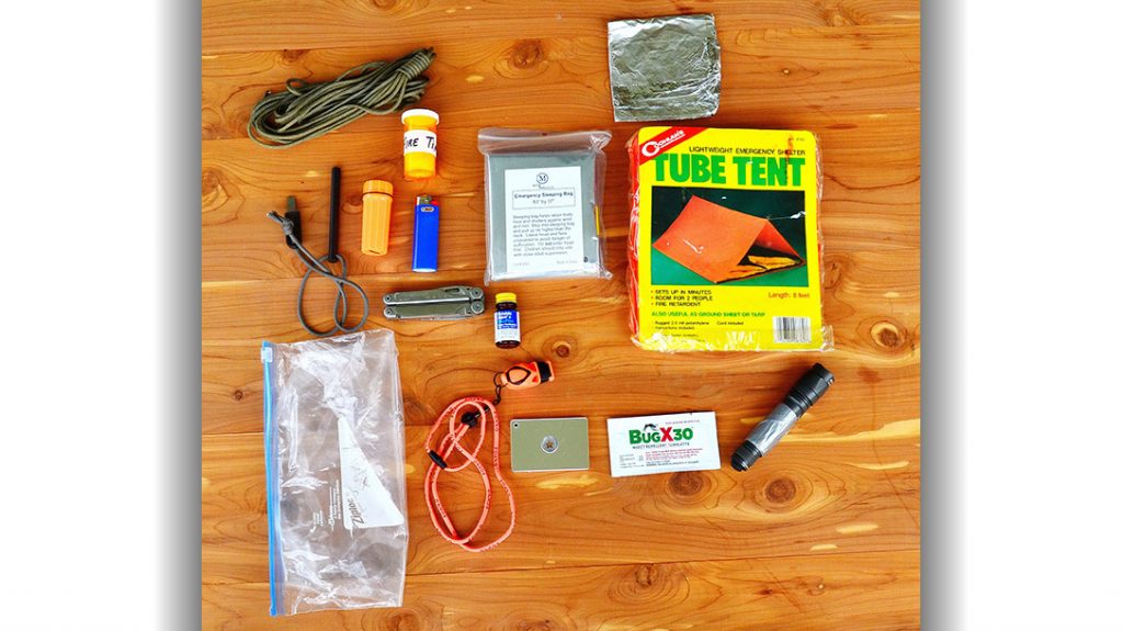 The items in a 2-pound survival kit.