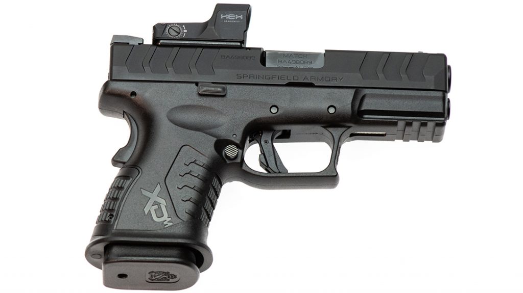 The Springfield XDm Elite Compact comes topped with a Hex red dot. 