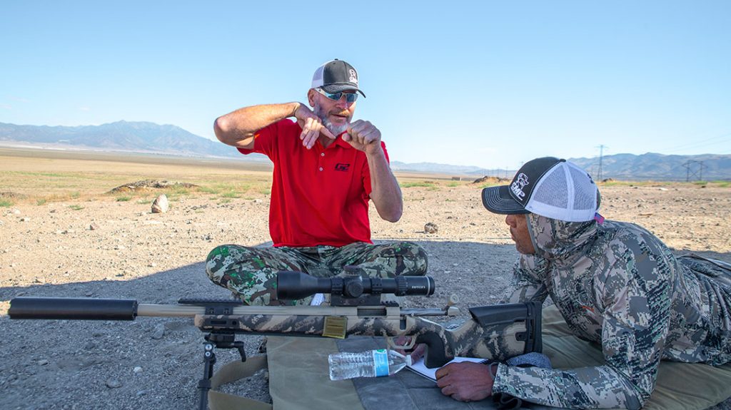 Charlie has trained warrior-elite greats like Marcus Luttrell and Chris Kyle. Here he works with the author on the finer points of long-distance shooting.
