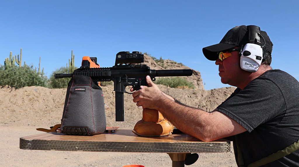 The Allen Company ThermoBlock shooting bag worked perfectly for testing the SAR USA 109T with a 32-round magazine.
