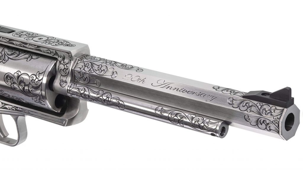 20th Anniversary is engraved on the presentation side of the barrel in an elegant script.