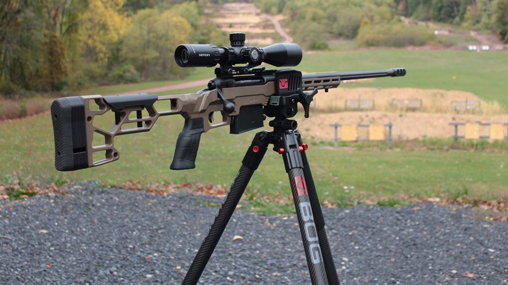 The Death Grip Tripod from BOG held our Savage 110 Precision rifle quite securely throughout the entire test. It was invaluable for shooting on uneven terrain.