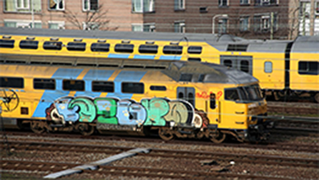 A freight train makes a great place for graffiti artists to express themselves.