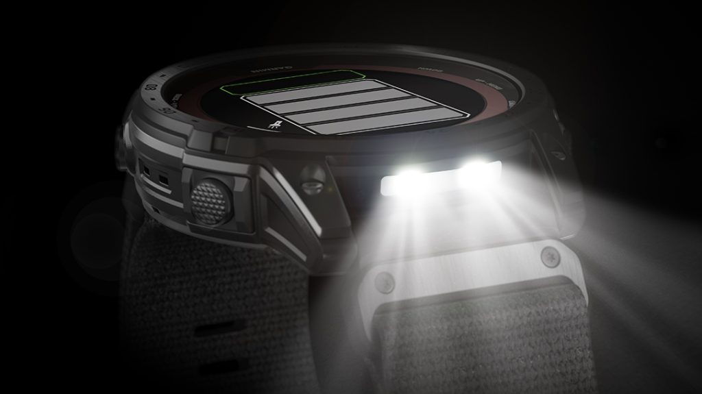The Garmin Tactix 7 Series provides an LED flashlight for night operations. 
