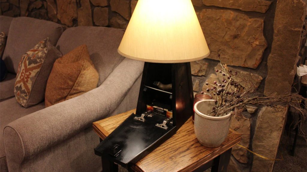 A hidden gun storage lamp from Liberty Home Concealment.