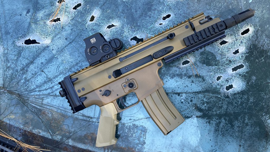 Topped with an EOTEch EXPS2-2, the SCAR 15P proved fast on target. 
