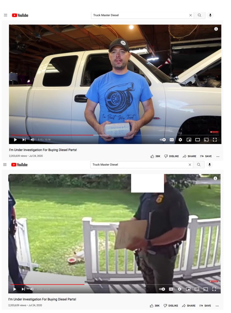 A truck enthusiast YouTuber got a visit from authorities for suspicion of buying fake cans. 