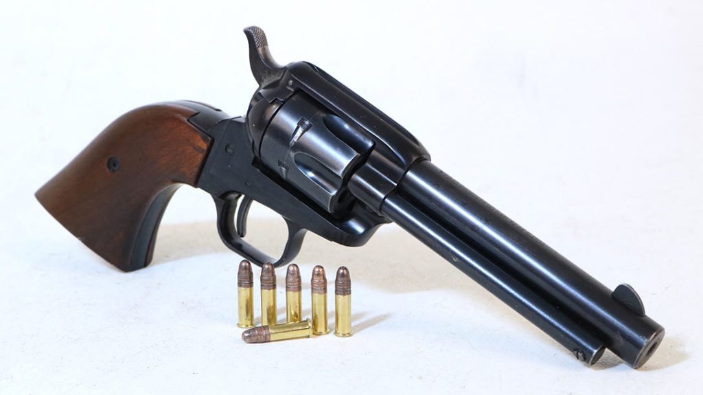 The Colt Frontier Scout single action revolver was a .22 LR scale version of the venerable 1873 Single Action Army.