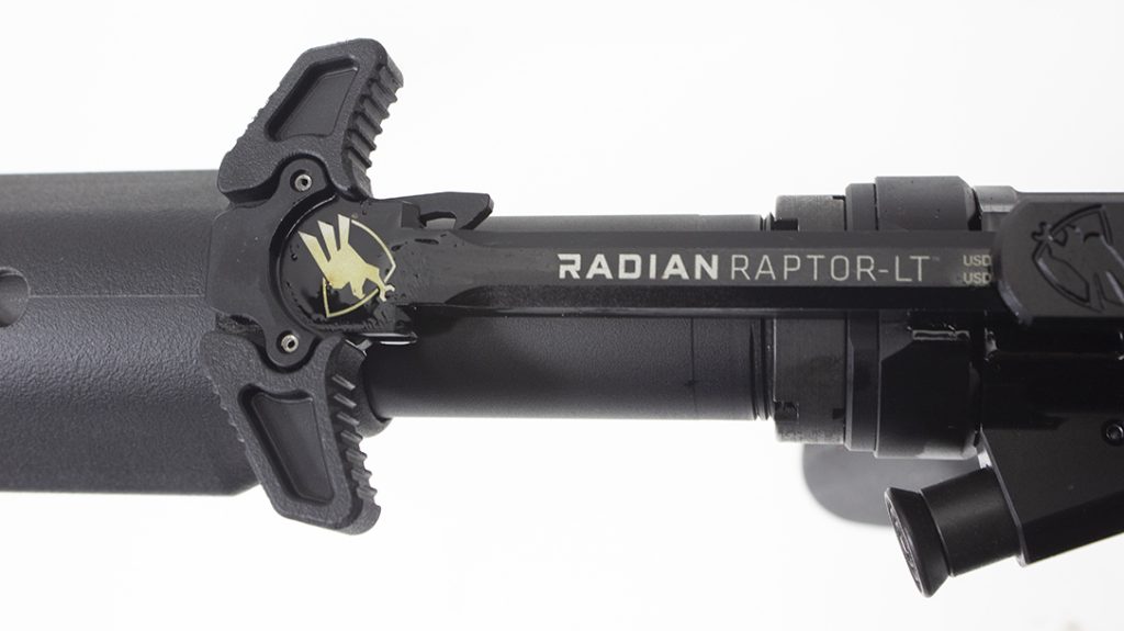 The UIC’s Raptor LT charging handle ensures solid purchase and quick charging of the chamber