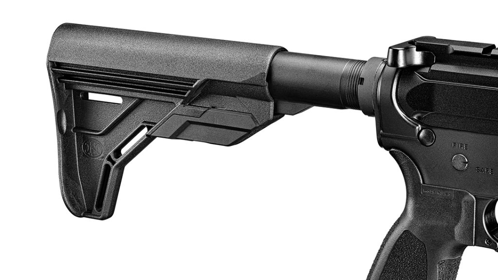The six-position stock includes three sling attachment points.