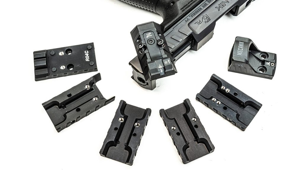 The company supplies the pistol with four different optics plates to accommodate the most popular red-dot sights.