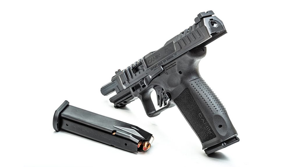 Three different backstraps are included with each pistol, allowing the user to adjust for a perfect fit.