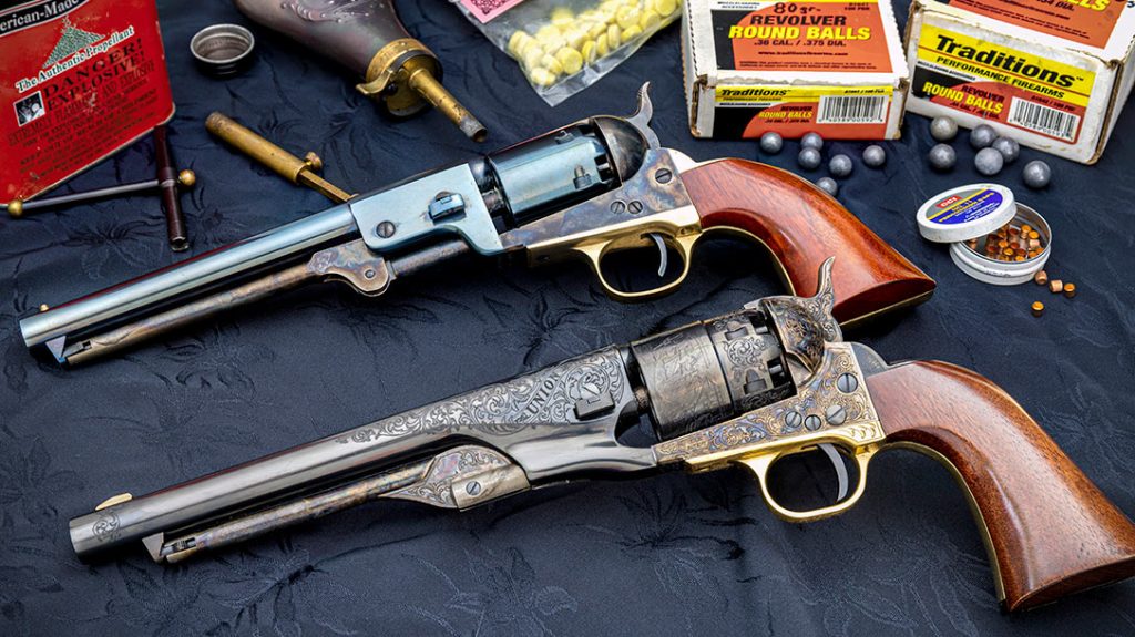 It takes quite a “kit” to shoot cap-and-ball revolvers. Black powder, caps, Wonder Wads and various tools are needed to load, shoot, then clean these six-guns.