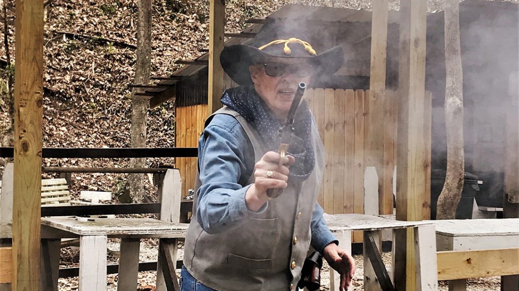 Black powder firearms going off produced the “fog of war,” and seeing the target for the next shot can be difficult. A breeze definitely helps!