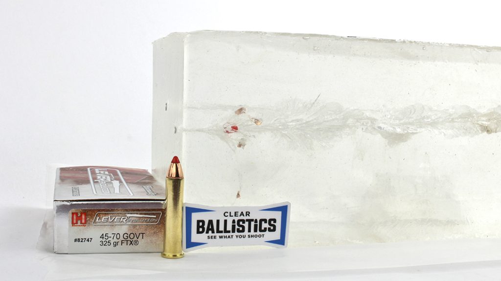 Shooting .45-70 rounds into ballistic gelatin.