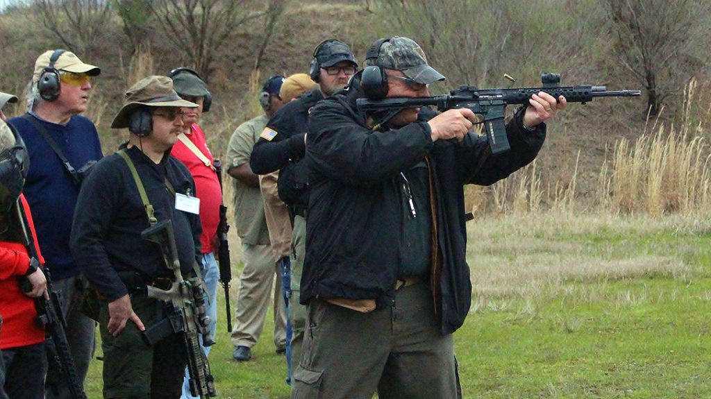John Fanam teaching carbine manipulation on the range. 