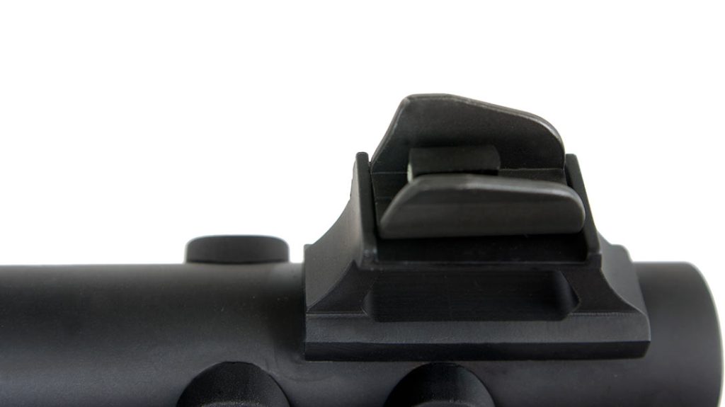 The wing-protected replaceable front blade sight enhances an excellent sight system.