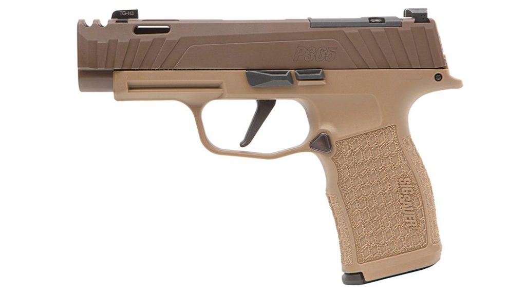 The SIG Sauer P365XL Spectre Comp in Coyote Tan. 