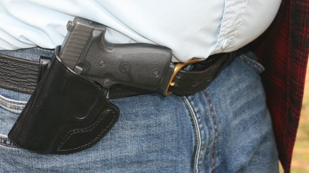 The Pocket Concealment Systems Cross Draw crossdraw holster.