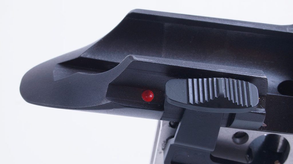 A red indicator dot on the back of the bolt confirms for the shooter whether the bolt is cocked or not.