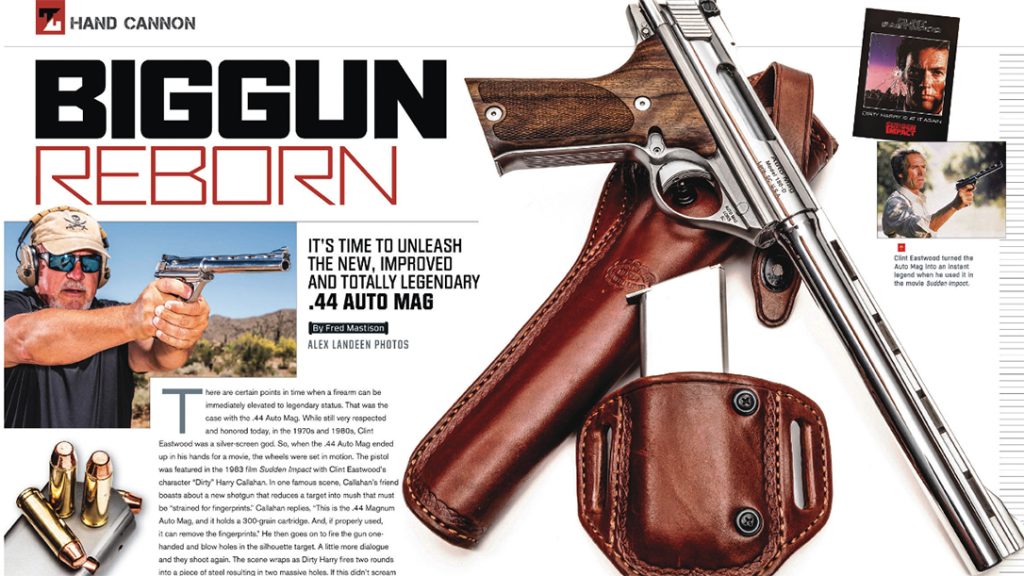 Opening spread on the Auto Mag 180-D in 44 Magnum from Tactical Life. 