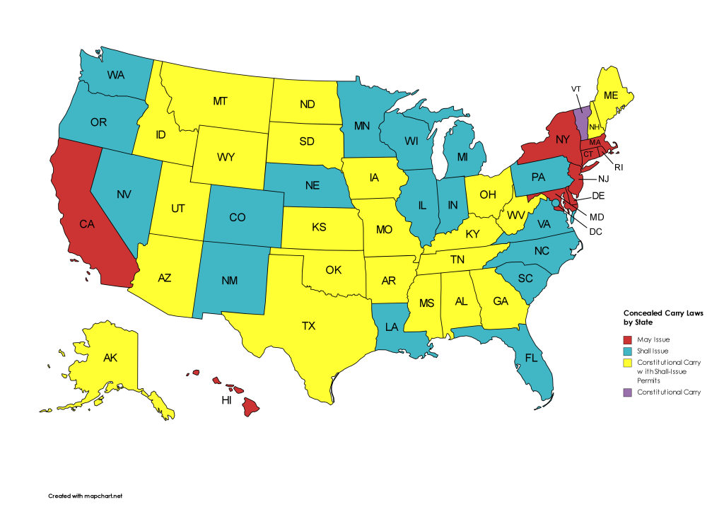 United States concealed carry laws map