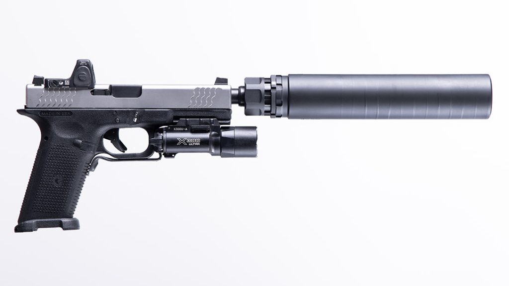 The Primal is for large-bore, big-caliber, high-pressure rifles but adaptable enough for your pistol with direct thread simplicity. In the story, How to Buy a Suppressor.
