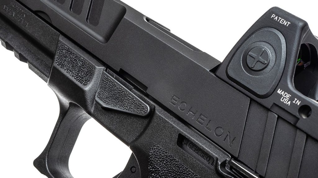 The Springfield Echelon incorporates textured index points for confident support-hand placement during fire.