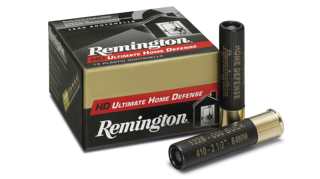 Remington Ultimate Defense Shotshell 4 pellet, in .410 ammo for home defense story.