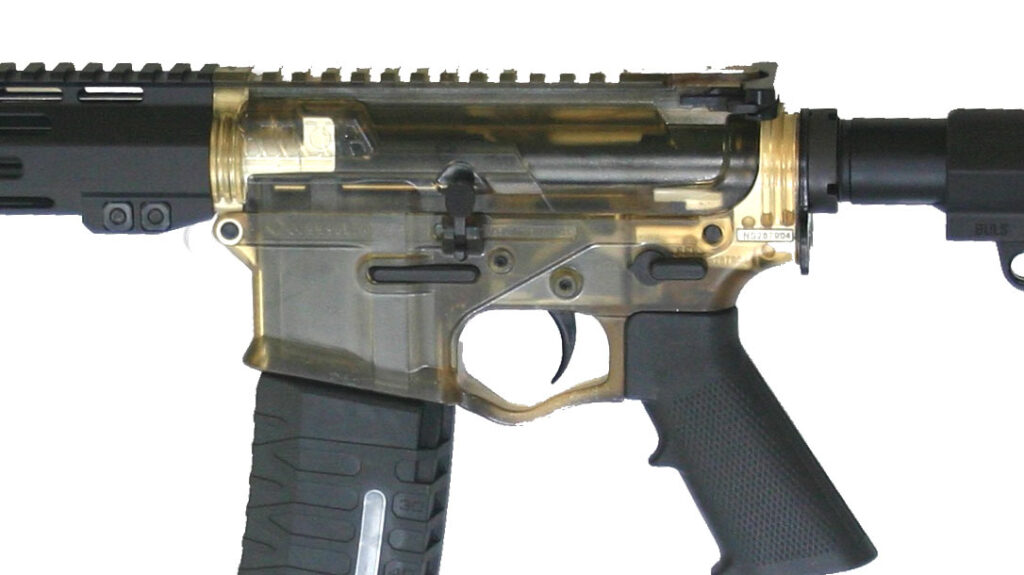 The American Tactical Omni Hybrid Maxx RIA Amber Translucent AR-15.