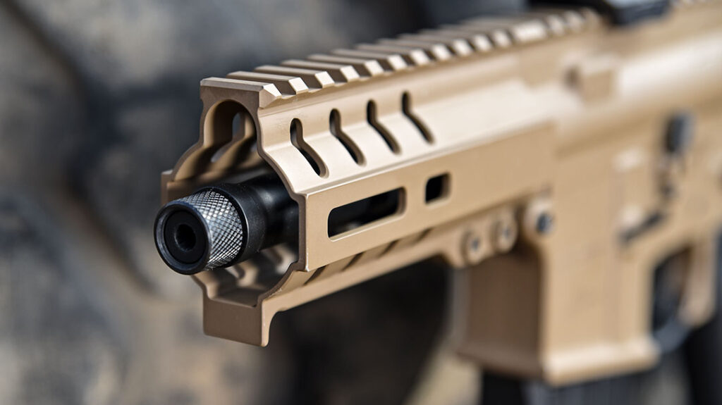 The standard threaded barrel is ready to accept any suppressor or muzzle device you choose to mount on it.