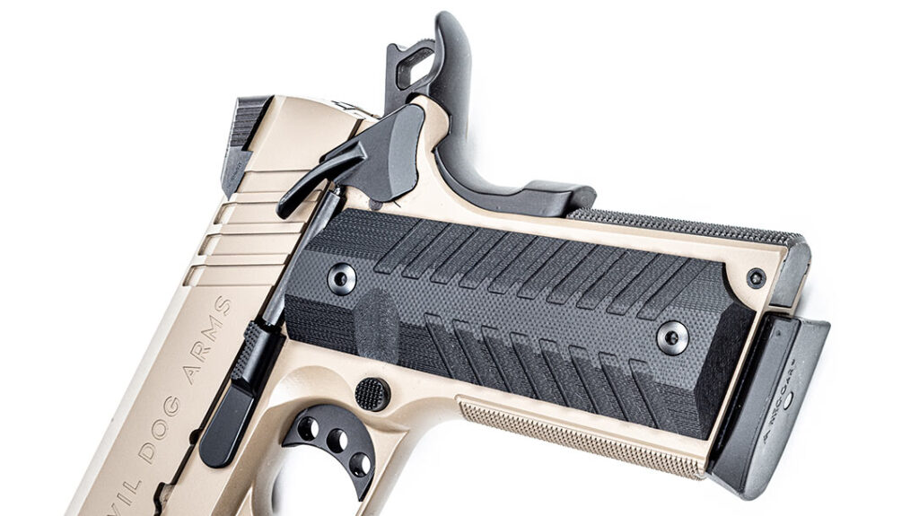 Devil Dog Arms outfits the DDA-350 1911 with a beavertail grip safety and an extended thumb safety.