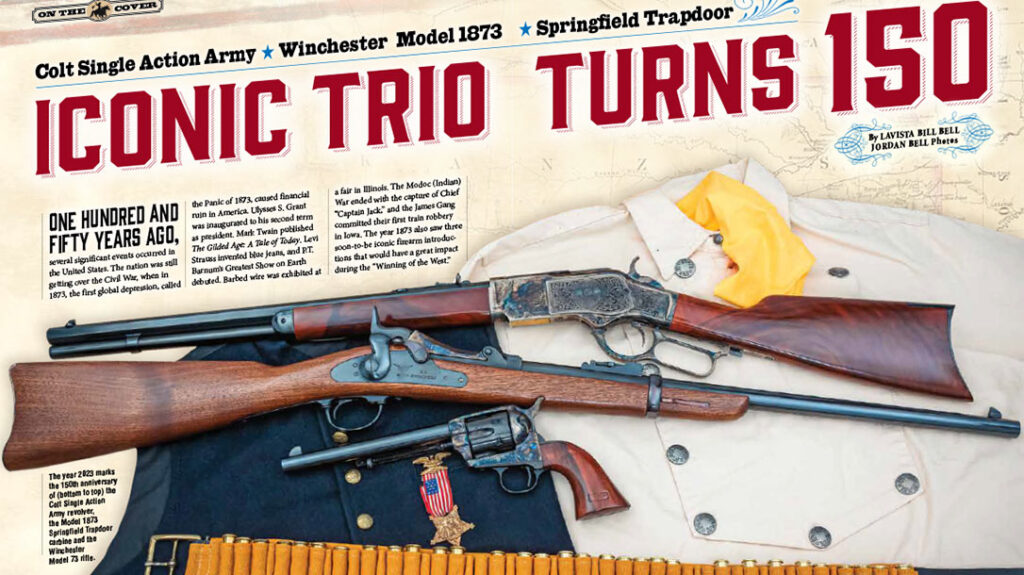ICONIC TRIO TURNS 150, inside Guns of the Old West Fall 2023.