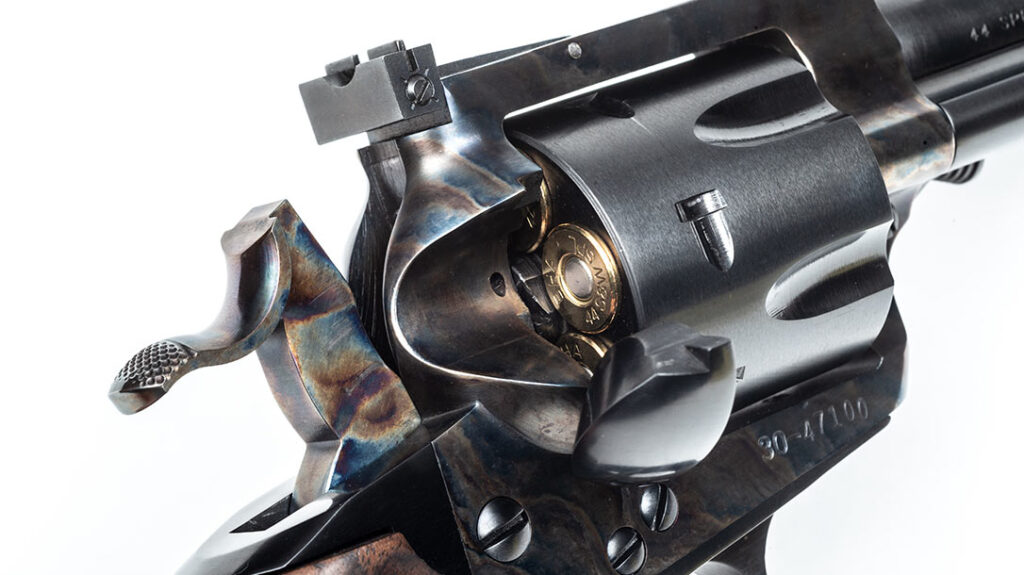 TGW installed a Bisley-style hammer on the Number Five conversion and treated the rest of the gun to a deep, Colt-style bluing.