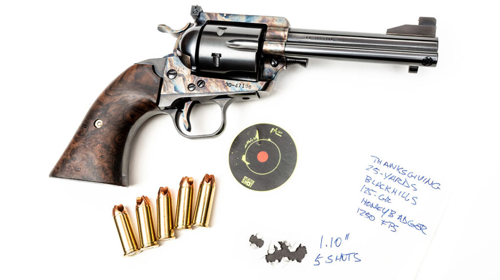 The aggregate group size for all eight loads tested at 25 yards was just 1.5 inches! That’s outstanding accuracy for an older revolver chambered in .44 Special.