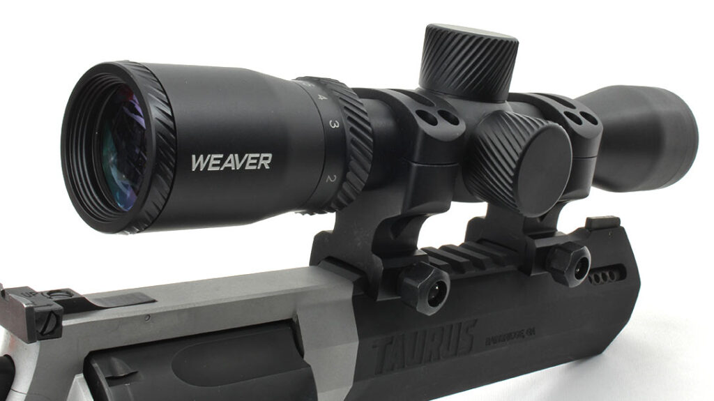 The Weaver classic series handgun scope is built to withstand recoil from magnum cartridges like the one tested in this article.