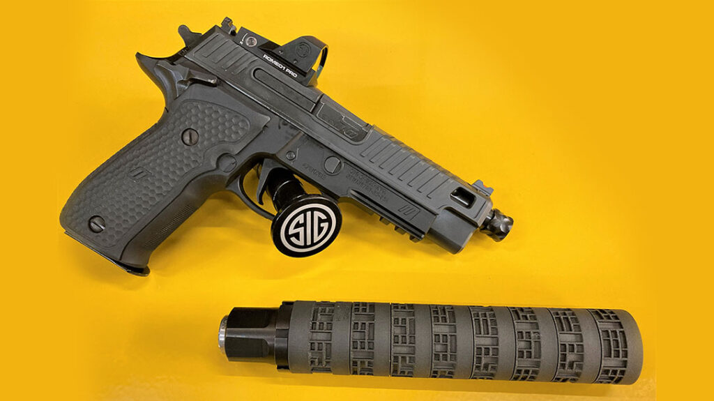 The SIG Sauer P226 Zev and SIG MODX-9 suppressor work like they were made for each other.