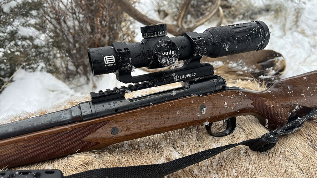 Savage Model 110 topped with an EOTech Vudu 1-10x28mm. 