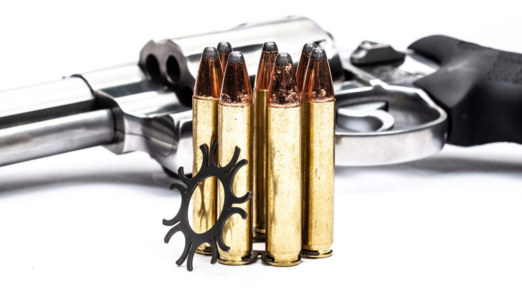 S&W includes two seven-shot moon clips with the revolver, handy additions for loading and unloading the cylinders.