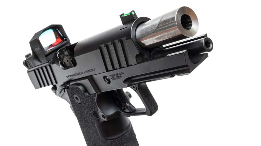 The beating heart of the pistol’s performance is the hammer-forged, match-grade bull barrel.